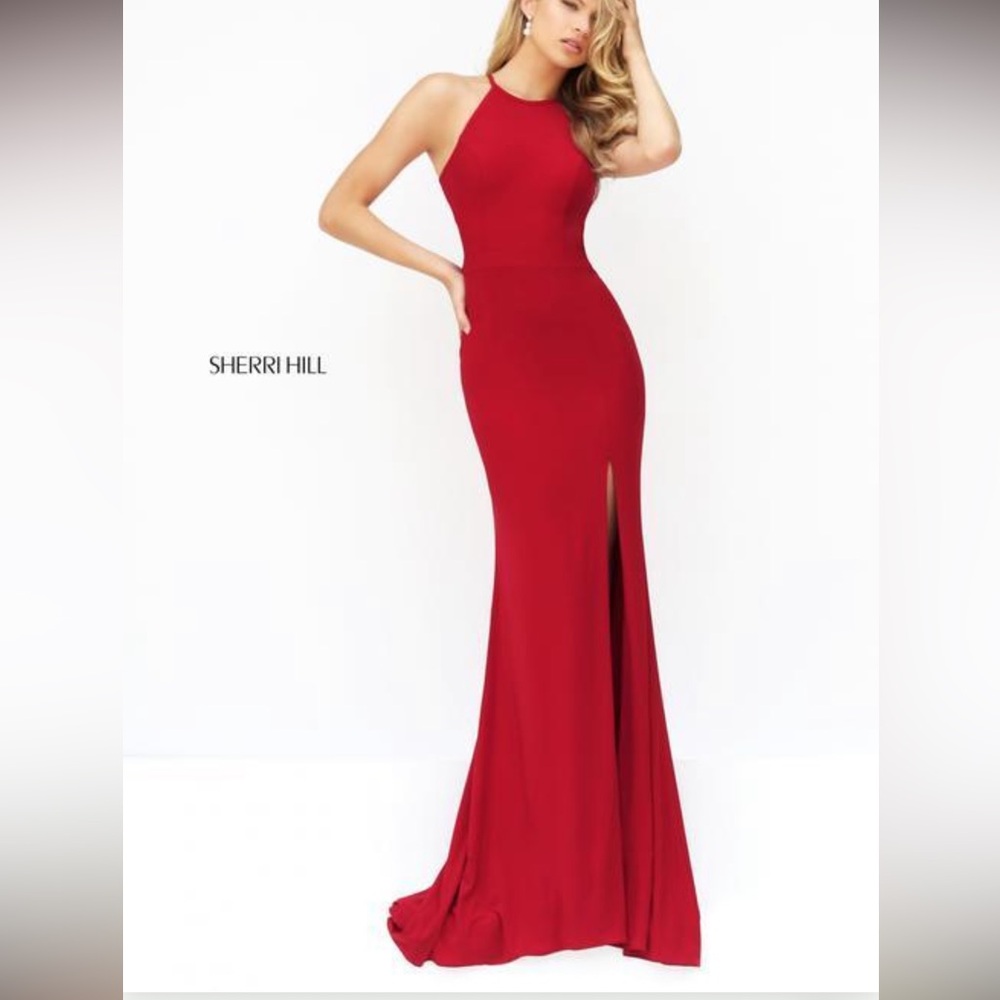 NWT Sherri Hill One Shoulder Red Gown